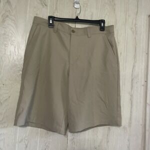 Izod Golf Shorts Mens sz 34 Khaki Flat Front Pockets